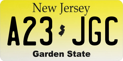 NJ license plate A23JGC
