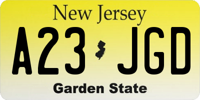 NJ license plate A23JGD