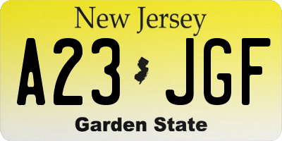 NJ license plate A23JGF