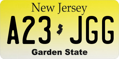NJ license plate A23JGG