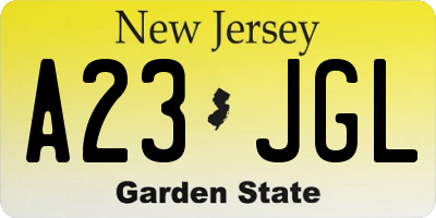 NJ license plate A23JGL