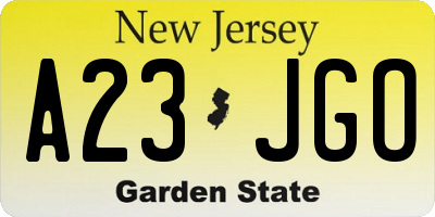 NJ license plate A23JGO