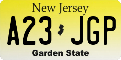 NJ license plate A23JGP
