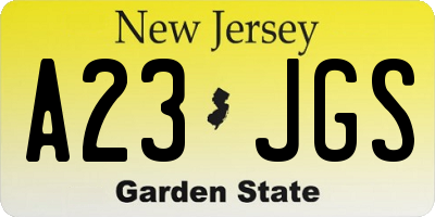 NJ license plate A23JGS