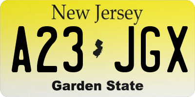 NJ license plate A23JGX