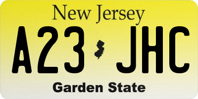NJ license plate A23JHC