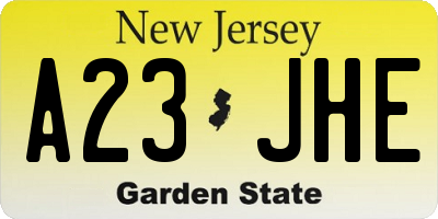NJ license plate A23JHE