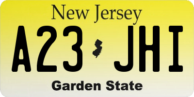NJ license plate A23JHI