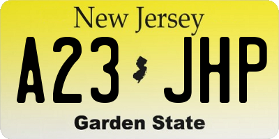 NJ license plate A23JHP