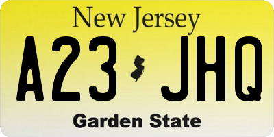 NJ license plate A23JHQ