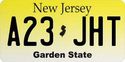 NJ license plate A23JHT