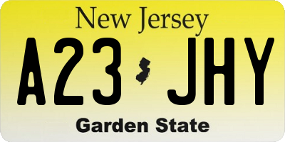 NJ license plate A23JHY