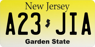 NJ license plate A23JIA