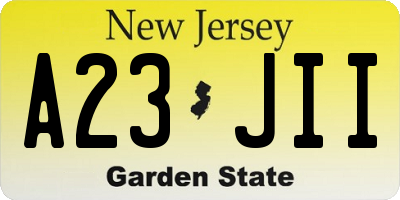 NJ license plate A23JII