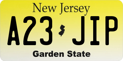 NJ license plate A23JIP