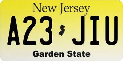 NJ license plate A23JIU