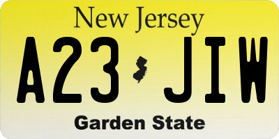 NJ license plate A23JIW