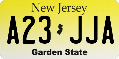 NJ license plate A23JJA