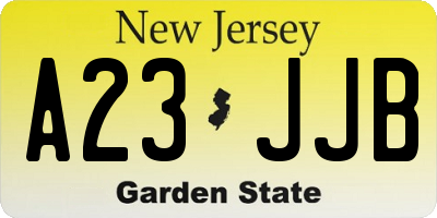 NJ license plate A23JJB