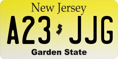 NJ license plate A23JJG