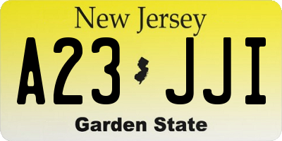 NJ license plate A23JJI