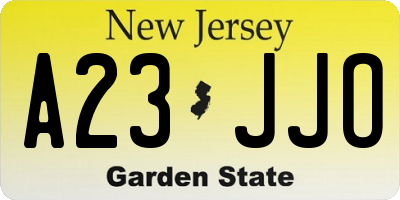 NJ license plate A23JJO