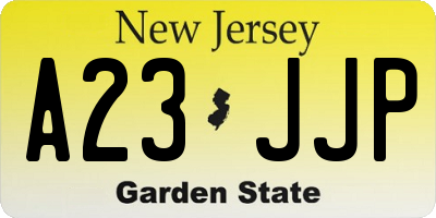 NJ license plate A23JJP