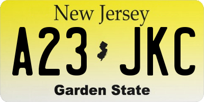 NJ license plate A23JKC