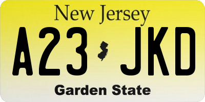 NJ license plate A23JKD