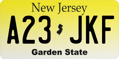NJ license plate A23JKF