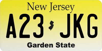 NJ license plate A23JKG