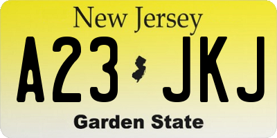 NJ license plate A23JKJ