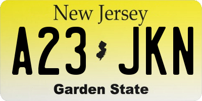 NJ license plate A23JKN
