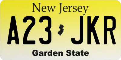 NJ license plate A23JKR