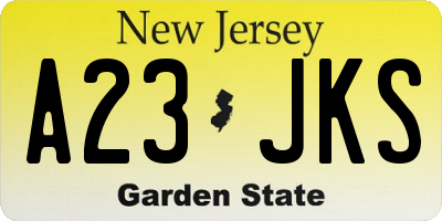 NJ license plate A23JKS