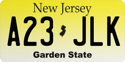NJ license plate A23JLK