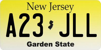 NJ license plate A23JLL