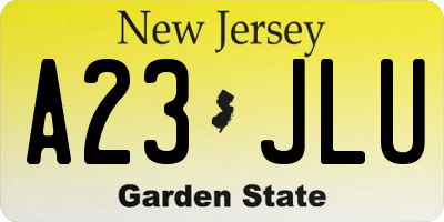 NJ license plate A23JLU