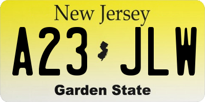 NJ license plate A23JLW