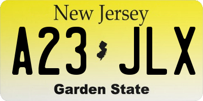NJ license plate A23JLX
