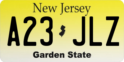 NJ license plate A23JLZ