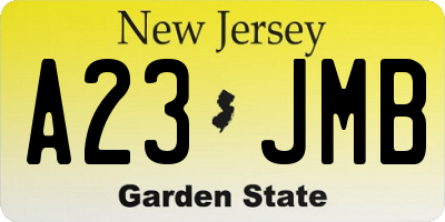 NJ license plate A23JMB
