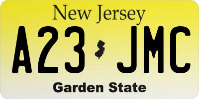 NJ license plate A23JMC