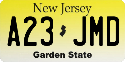 NJ license plate A23JMD
