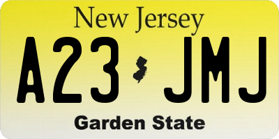 NJ license plate A23JMJ