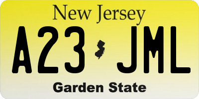 NJ license plate A23JML