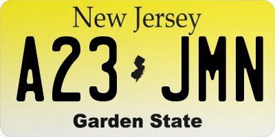 NJ license plate A23JMN