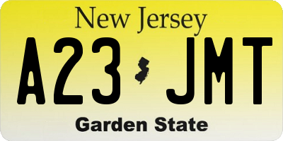 NJ license plate A23JMT