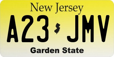NJ license plate A23JMV