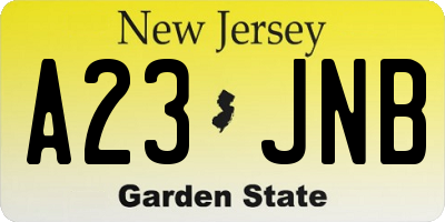 NJ license plate A23JNB